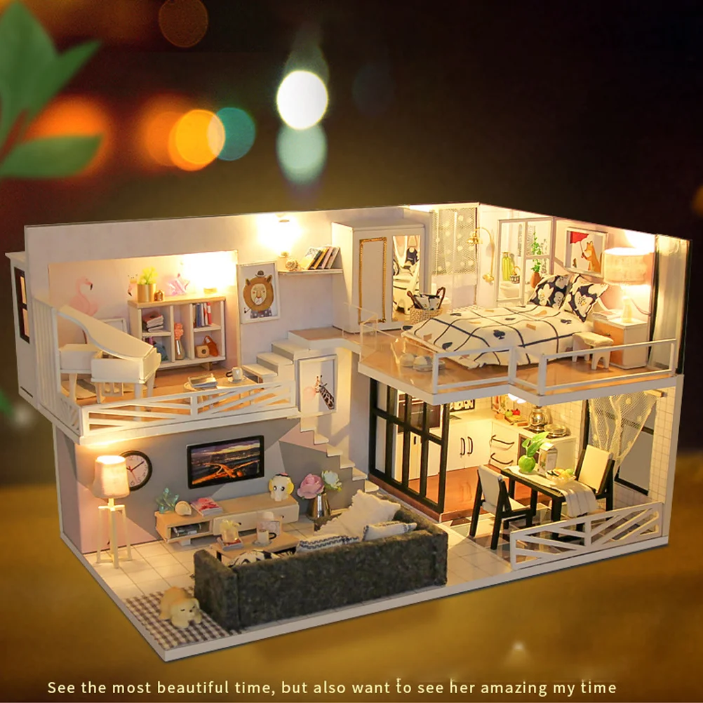 

DIY Home Toy Hand-Made Small House Model Funny Creative Loft Villa Birthday Gift for Friend Families (As Shown)