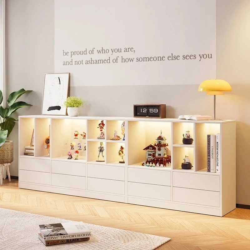 loor-to-ceiling bookcase free combination low cabinet solid wood living room TV cabinet