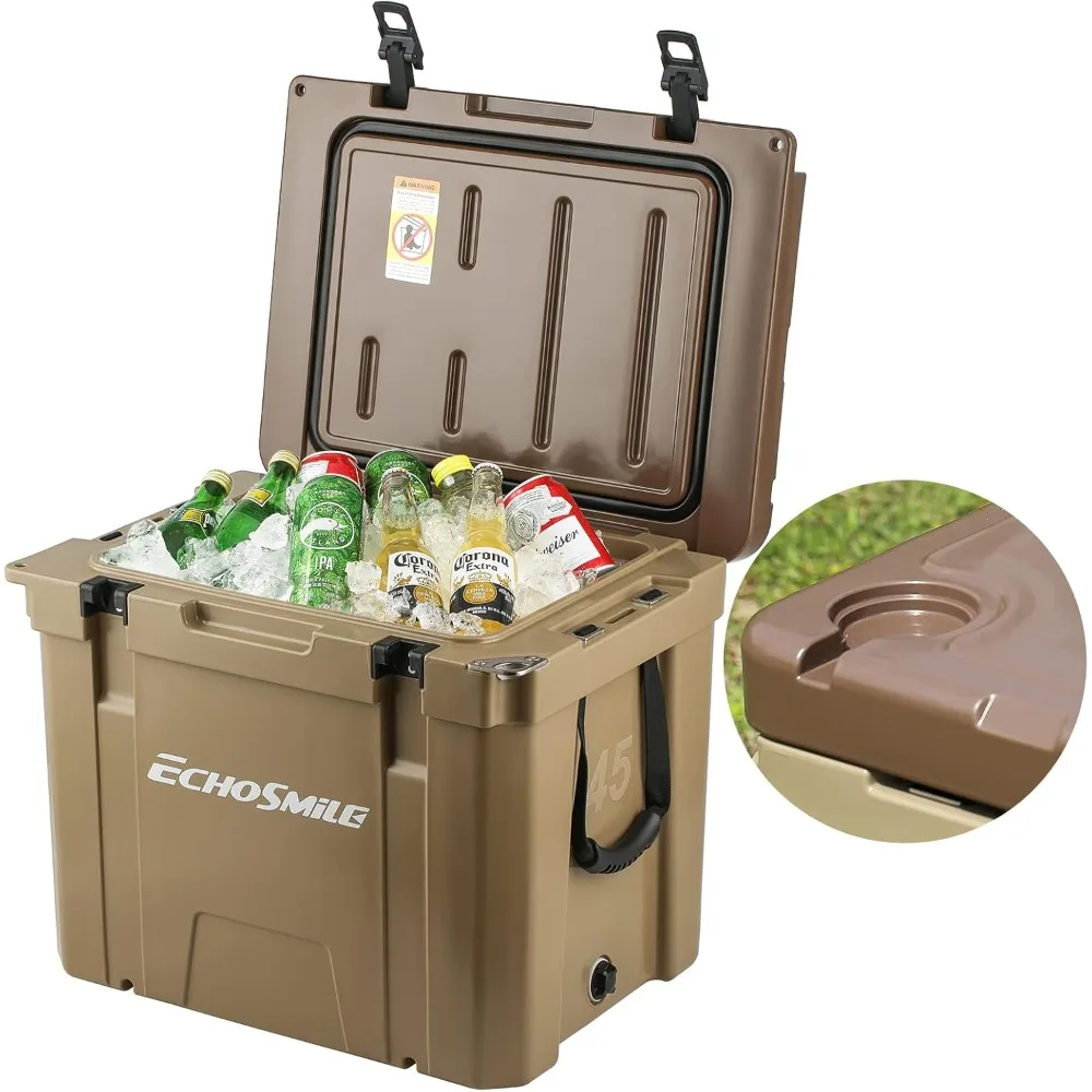 

EchoSmile Insulated Portable Cooler 14-45 Qt, Rotomolded Cooler with Sealing Ring, 5 Days Ice Cooler, Lightweight Ice Chest Box,