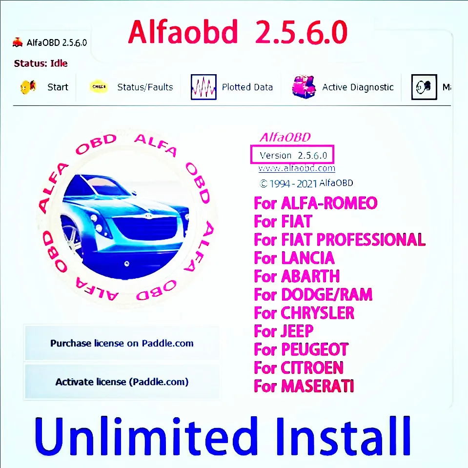 

Car Diagnostics AlfaOBD 2.5.7.0+2.5.6.0 Automotive Tool ECU Coding Key Programming Tool auto repair mechanic For fiat/jeep