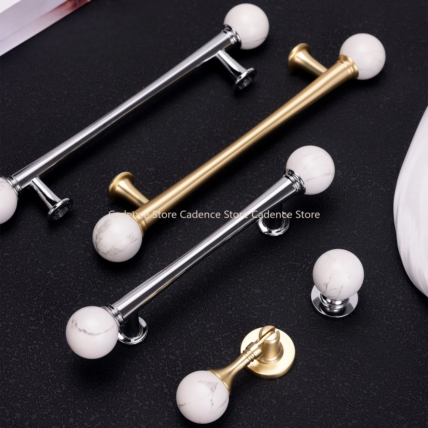 Handles Drawer Cabinet Furniture Kitchen Handles for Cabinet Knob Door Drawer Furniture Kitchen Knob Ball Shape Marble