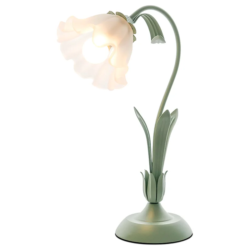 

Cream bedside lamp atmosphere lamp bedroom ins wind American pastoral flower desk lamp