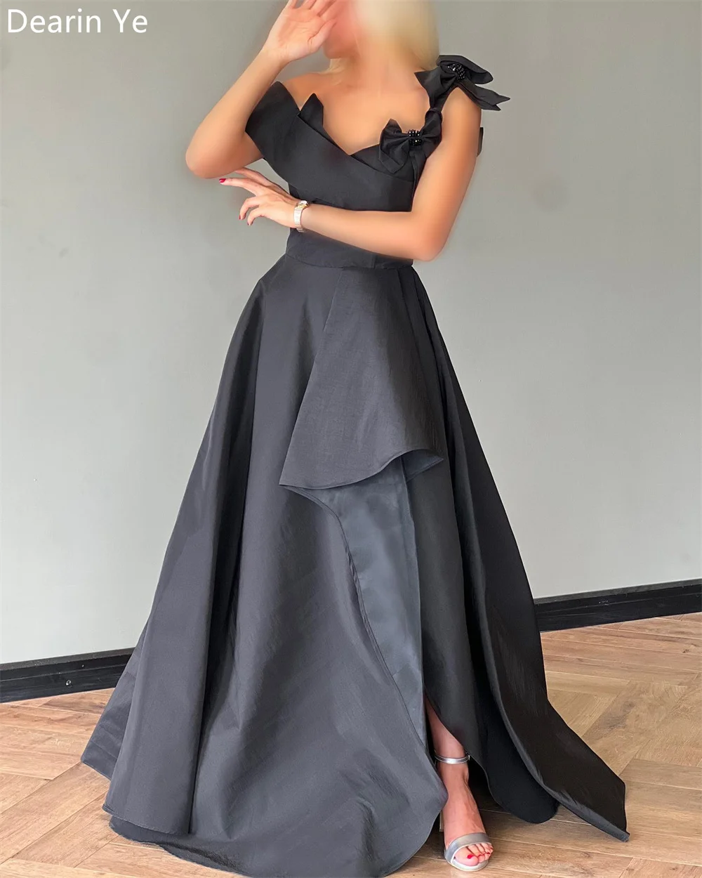 Customized Prom Gown Formal Dearin Spaghetti Strap A-line Floor Length Skirts Bows Layered Draped Bespoke Occasion Dresses Saudi