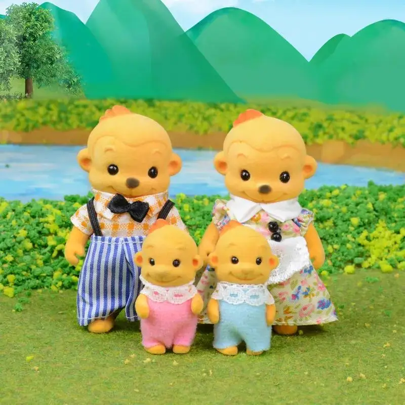 Simulation Forest Animal Baby Toys Rabbit Family Dolls Dollhouse Figures Collectible Toy Furniture Set Gift