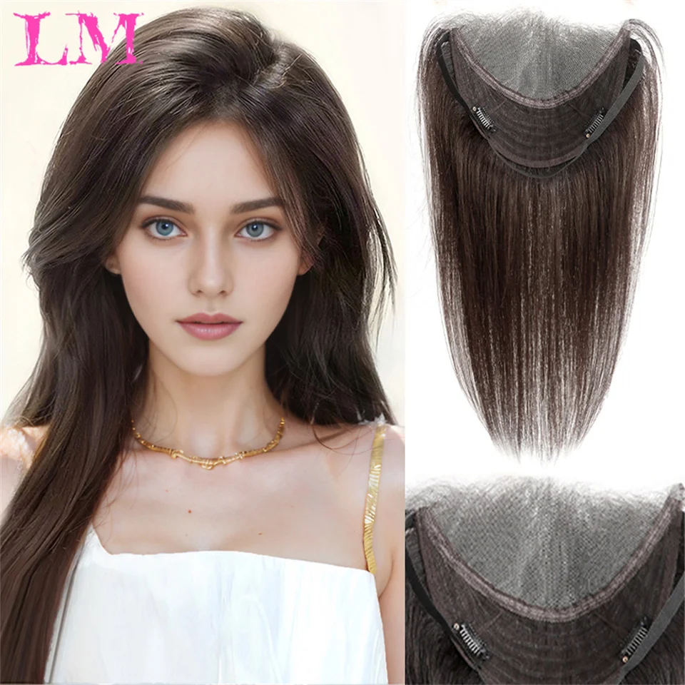 

LM прямой шелковый топ на основе, швейцарский кружевной зажим для женщин, парик с челкой, дышащий парик, светлый цвет, парики