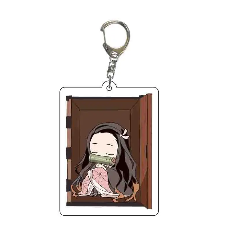 Chaveiro acrílico anime kamado tanjirou nezuko makomoagatsuma zenitsu hashibira inosuke bonito grande cabeça pingente saco de dormir 5.5cm