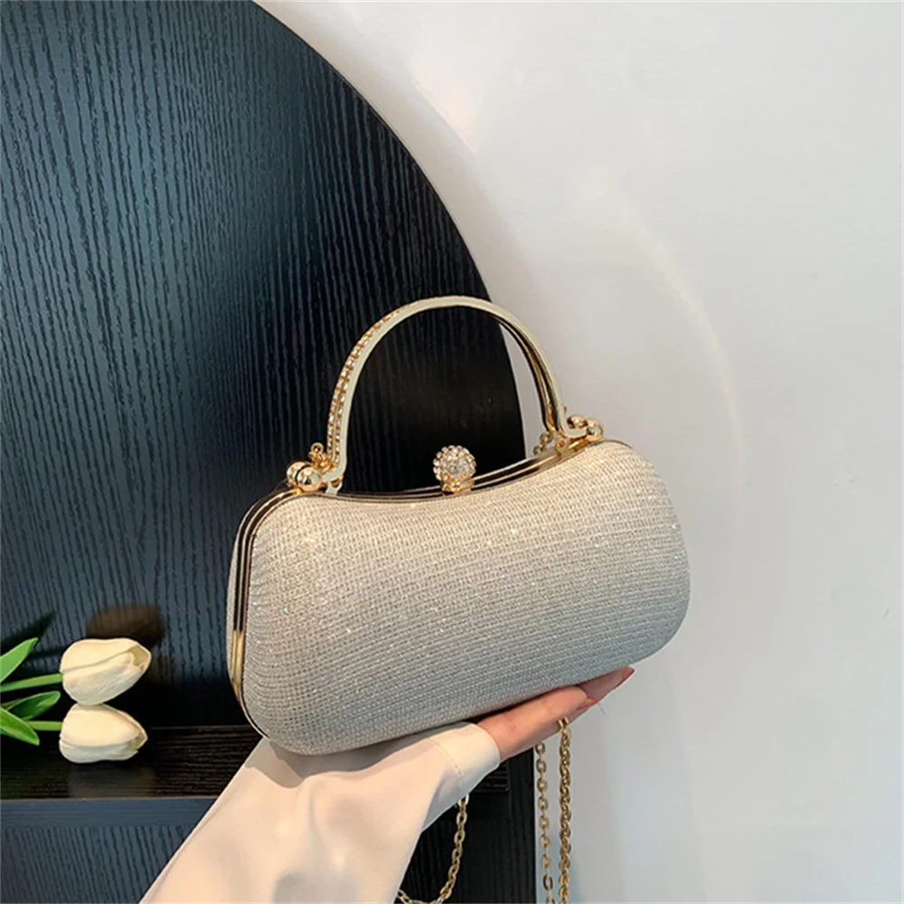 Wedding Bridal Beaded Women Evening Bag Chain Shoulder Handbags Elegant Rhinestones Clutch Egg Shape Evening Bag 2024