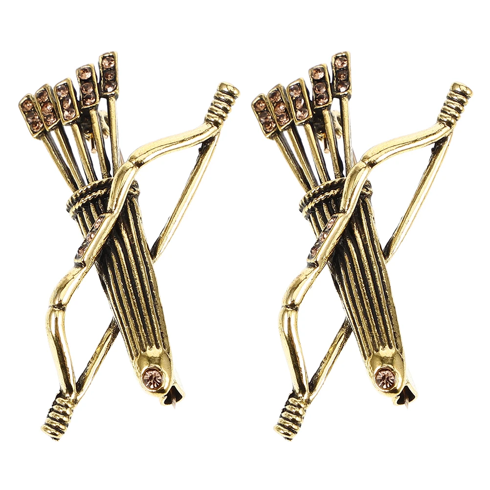 

2pcs Bow Arrow Brooch Metal Badge for Suit Lapel Flower Durable Zinc Alloy Unique Design Cloak Brooch Viking Bridegroom Pin