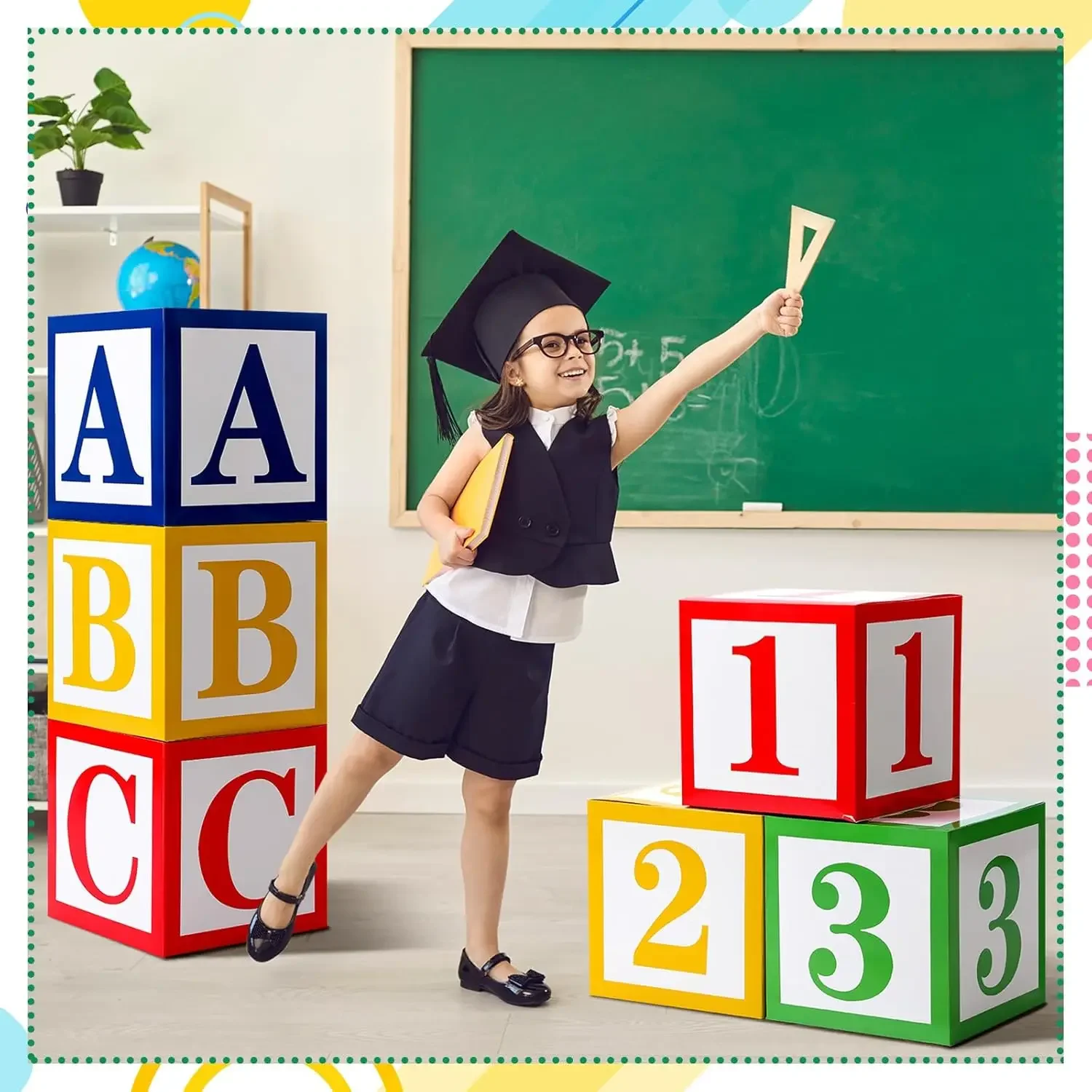 ABC Friend Street Party Decoration 30x30 cm ABC Alphabet Graduation Back to School Party Favor 123 Balloon Box Toy Inspire Story