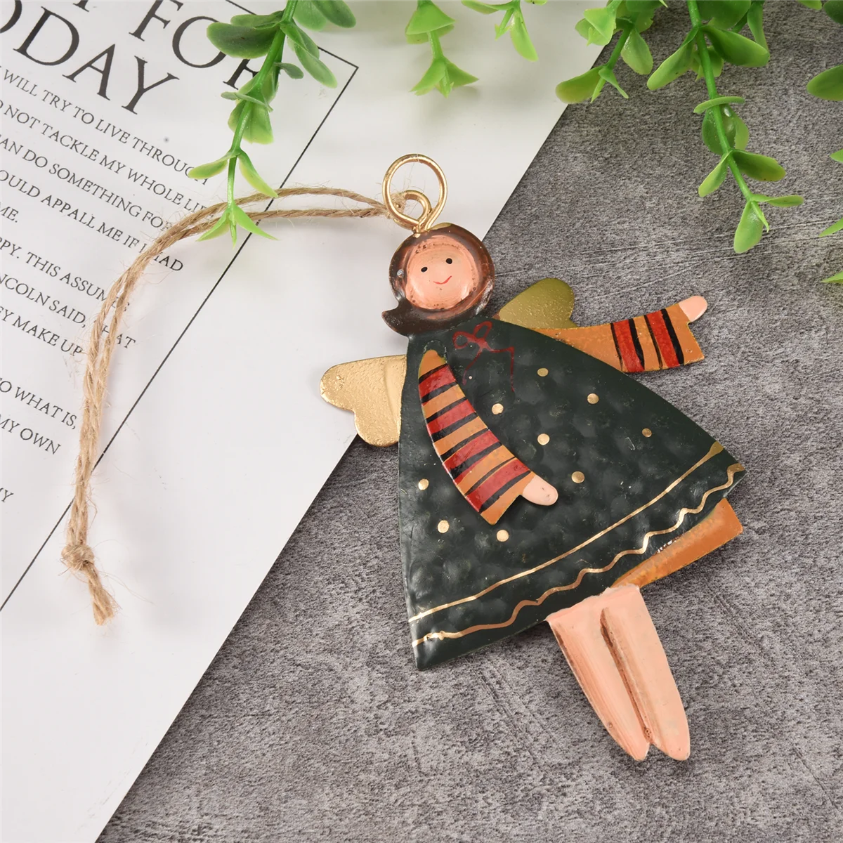 4 pçs natal metal dança anjo pingentes árvore de natal pendurado ornamentos árvore de natal boneca decorações para festa em casa