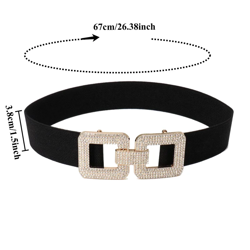 Stylish High-End Rhinestone Belt Versatile and Perfect for Any Outfit European-Style Buckle Adjustable Women's Waist Belts