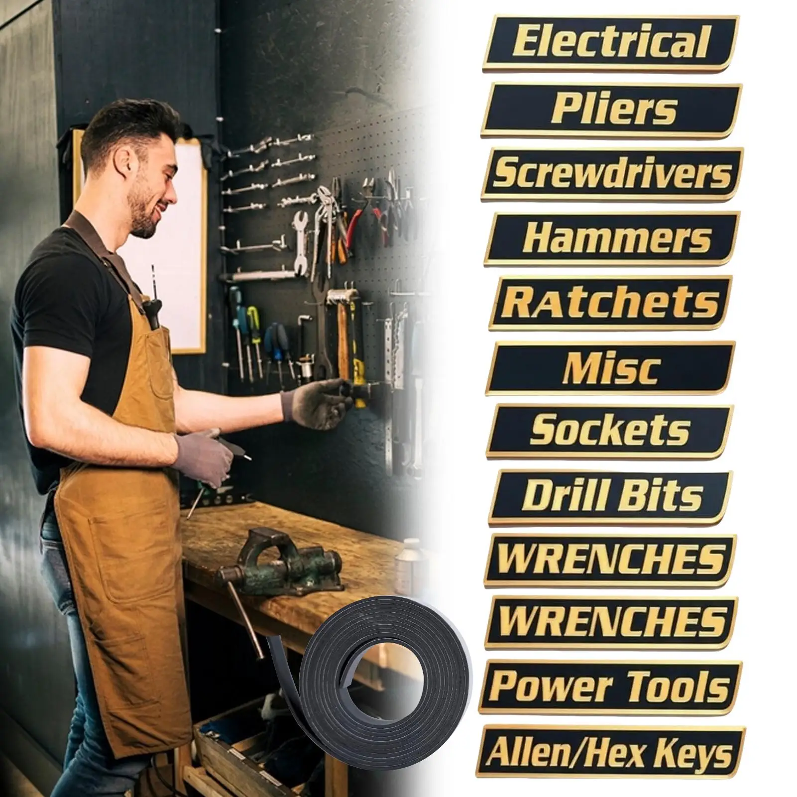 

Магнитные этикетки для ящиков для инструментов с магнитными наклейками, 12-компонентный ящик для инструментов, магнитные этикетки для идентификации классификационных тележек, гаража