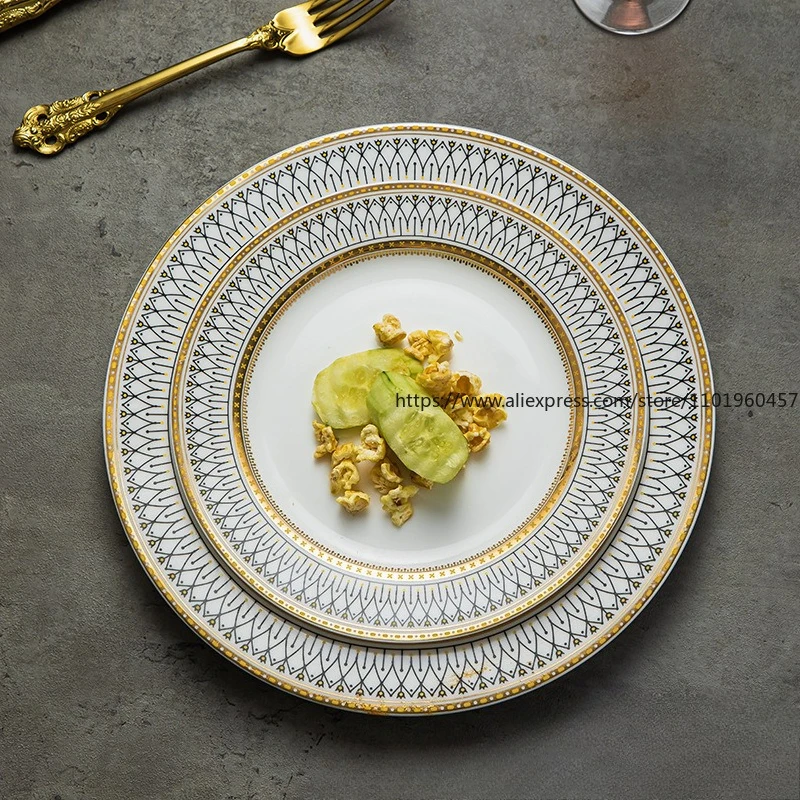 Teller Western-Essteller, hochwertiger, leichter, luxuriöser Keramik-Flachteller, Messer- und Gabel-Set, Servierteller, Heimgebrauch, hochwertige Ästhetik