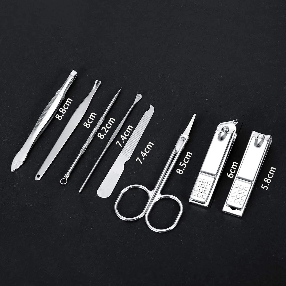Ensemble de coupe-ongles 8 pièces, coupe-ongles en acier inoxydable, ensemble de pédicure professionnel Portable, Kit de ciseaux à ongles