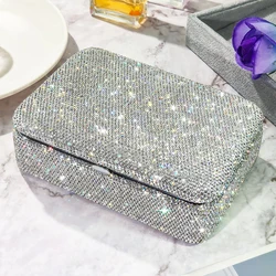 Luxury Sparkling Rhinestone Jewelry Box Portable Travel Necklace Organize Tools Jewelry Display Stand Earrings Accessory Gift