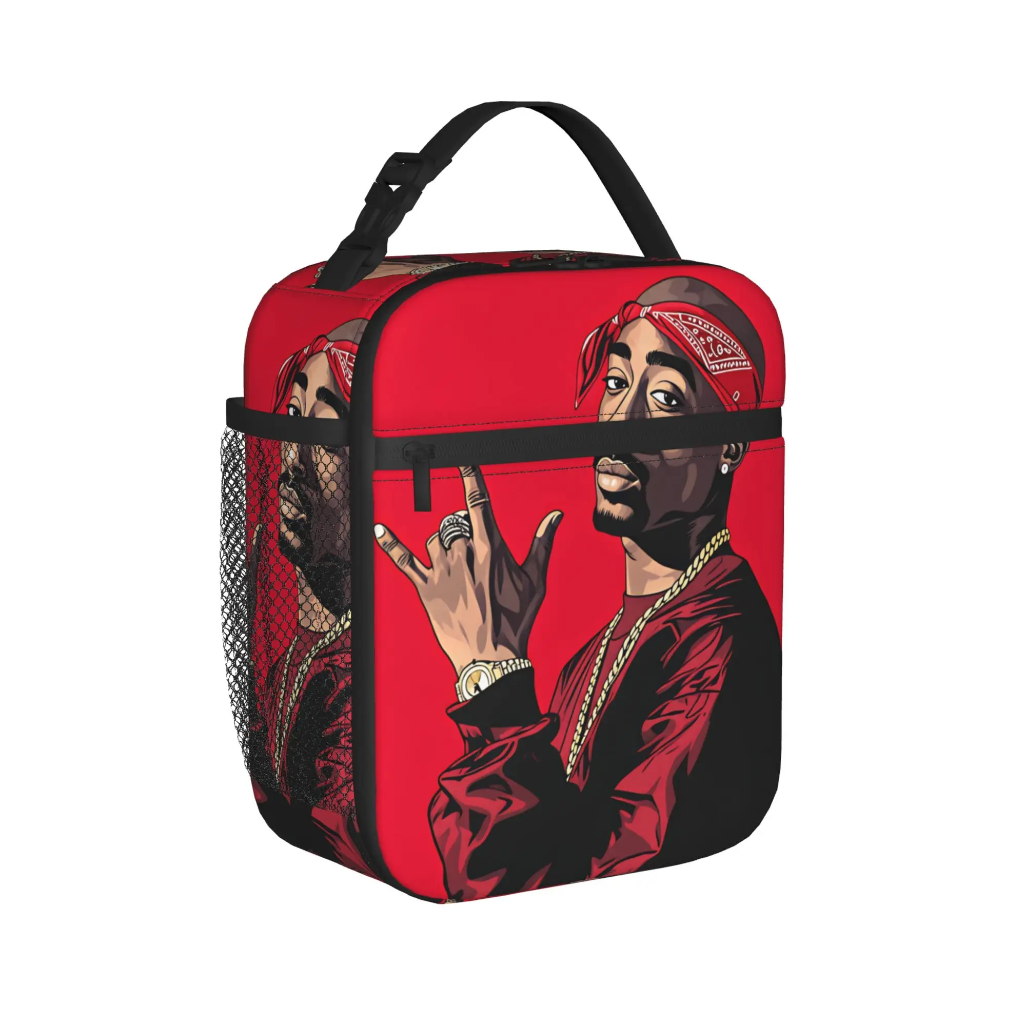 Rapper Tupacs Lunch Bag  Office Lunch Box For Child Retro Print Thermal Lunch Bags Waterproof Convenient Cooler Bag