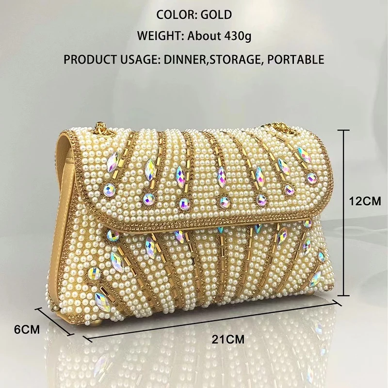 JIOMAY New Design Fashion Purses For Women Designer Luxury Bag Versatile Party Pearl Gold Bags Personality Design The Tote Bag