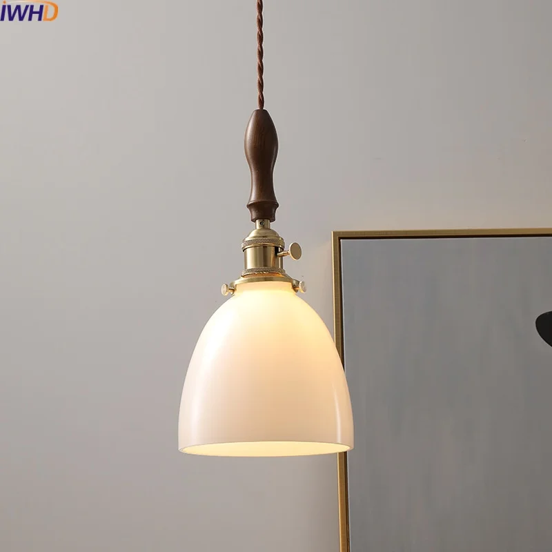 

IWHD Modern Style LED Pendant Lights Fixtures Bedroom Dining Room Kitchen Glass Copper Nordic Hanging Lamp Luminaire Suspendu