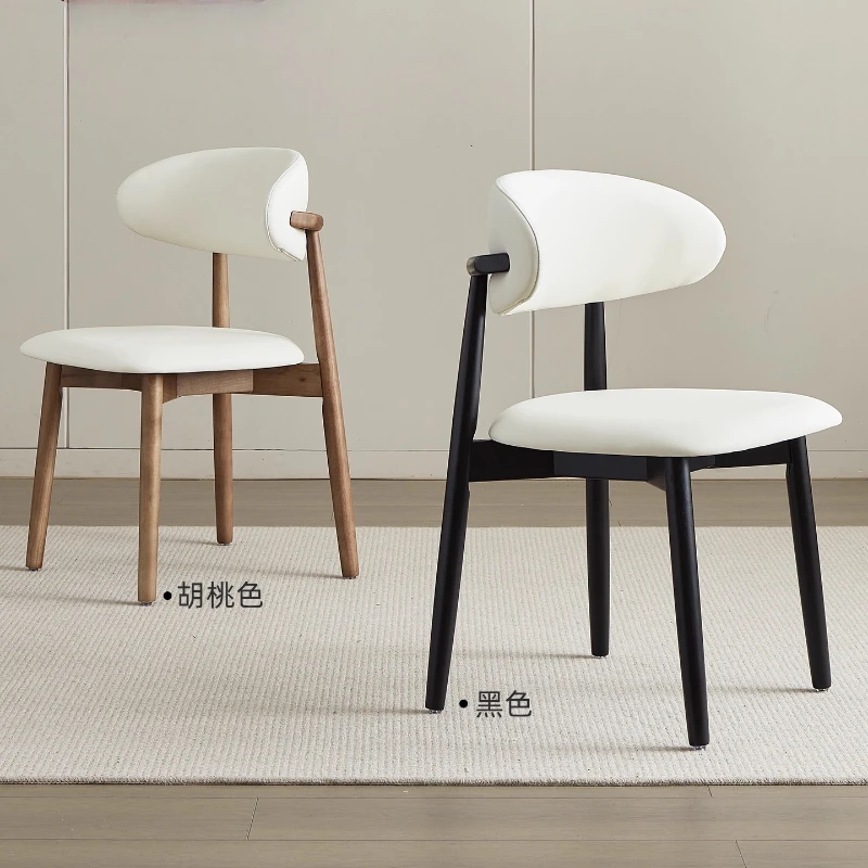 منتصف القرن الصلبة كراسي تناول الطعام الخشبية فندق فاخر الحد الأدنى بولي Leather كراسي تناول الطعام الجلدية لينة مسند الظهر البراز الأثاث Sillas