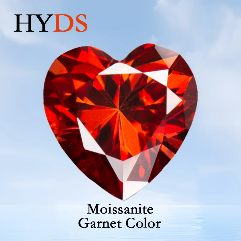 

Moissanite Stone Heart Cut Garnet Color VVS1 Gemstone Passed Diamond Tester Beads for DIY Jewelry Making with GRA Certificate