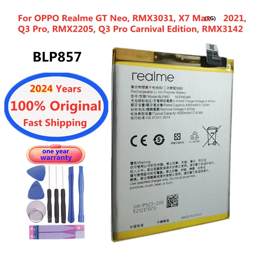 4500mAh Original Battery BLP857 For OPPO Realme GT NEO / Realme Q3 Pro Carnival Edition RMX3031 X7 Max 5G RMX2205 RMX3142 Phone