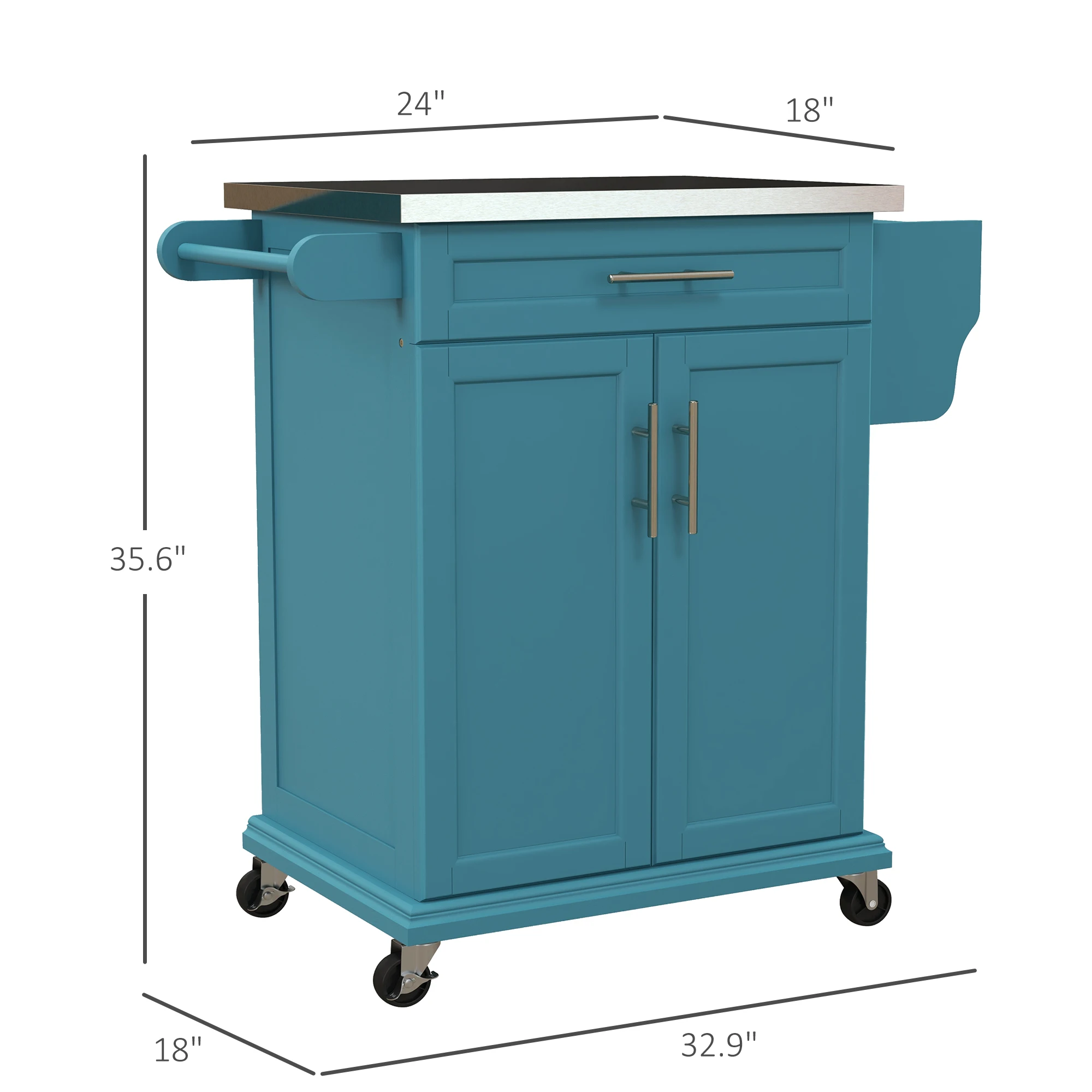 Carrello portaoggetti in legno per isola da cucina, armadio, cassetto, carrello con acciaio inossidabile