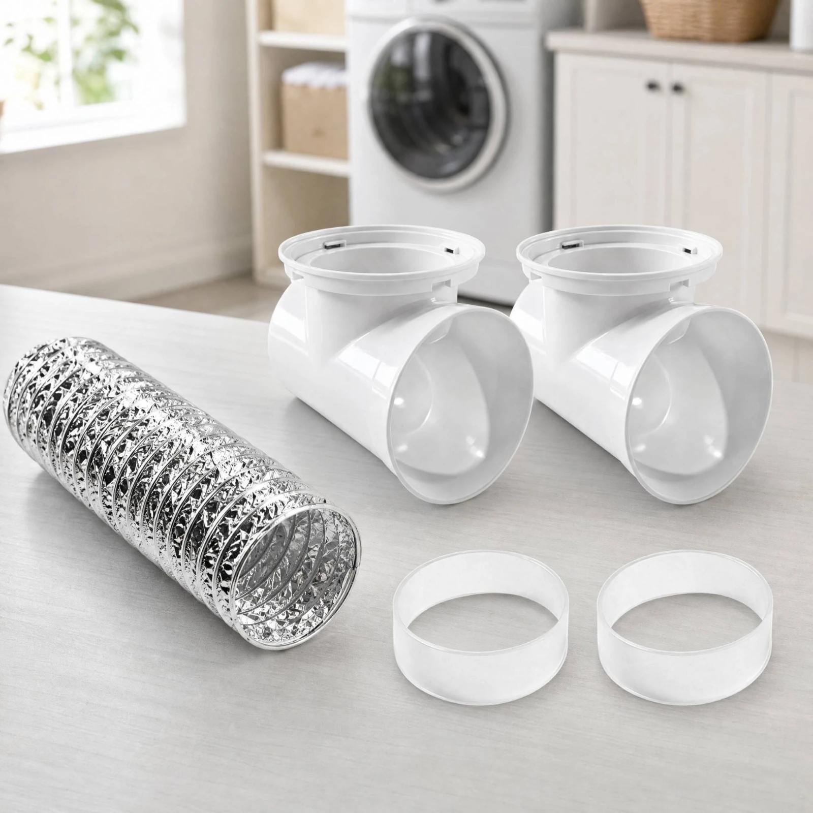 Flexible Aluminum Foil Dryer Vent Duct Kit Expandable 4-Inch Corrugated Dryer Vent Duct Kit Long-Lasting Safe for Laundry Room