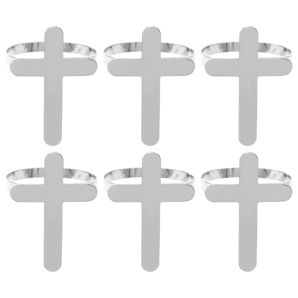 

6 Pcs Napkin Ring Metal Holder Wedding Cone Cross Buckles Decorative Rings Scoop Hotel Table Napkins Holders