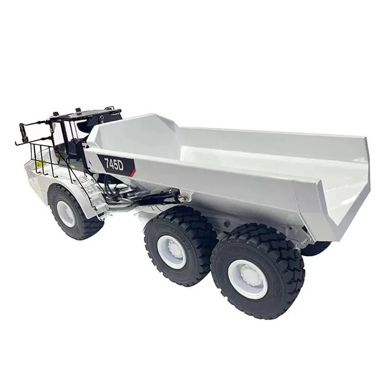 DIM 745D 1/14 Metaal 6x6 RC Hydraulisch Gelede Geschilderd Wit Gemonteerd Vrachtwagen K745 Pomp Klaar om te rennen Model Speelgoed THZH1302