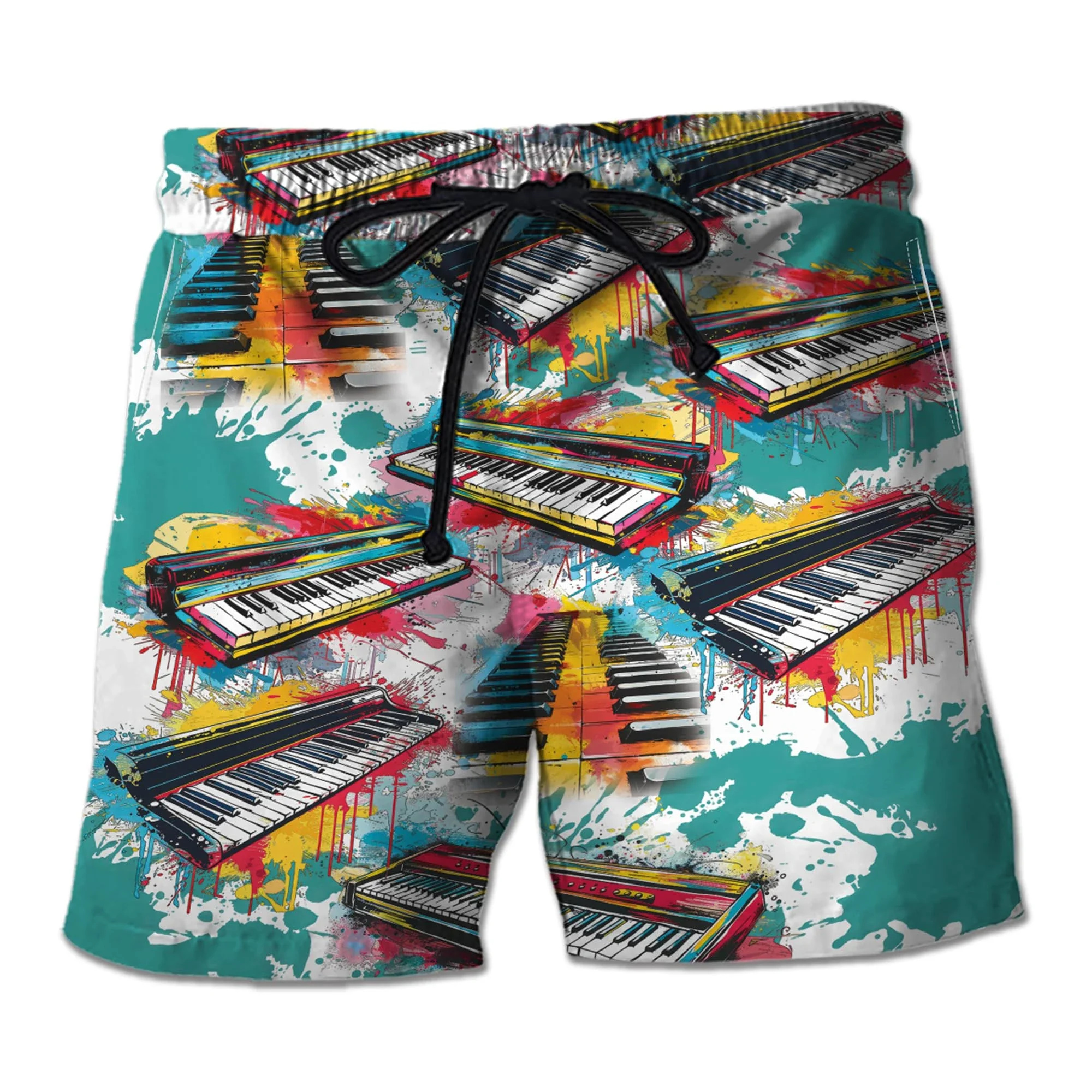 2024 Fashion Piano Graphic Short Pants For Men Clothes Music Instrument Kids Bermudas Casual Musical Note Bermudas Boardshorts