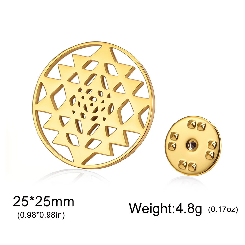 داوابارا سري يانترا بروش دبابيس شري شقرا ماندالا الهندسة المقدسة شفاء رمز اليوغا هدية مجوهرات من صلب لا يصدأ #6