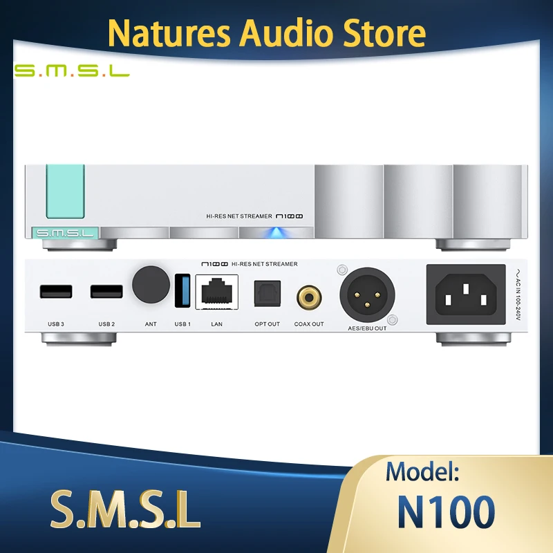 مشغل موازين شبكي عالي الدقة SMSL N100 يدعم اتصال TIDAL Qobuz Airplay DLNA ROON لـ MQA مع مشغل موسيقى بث WI-FI