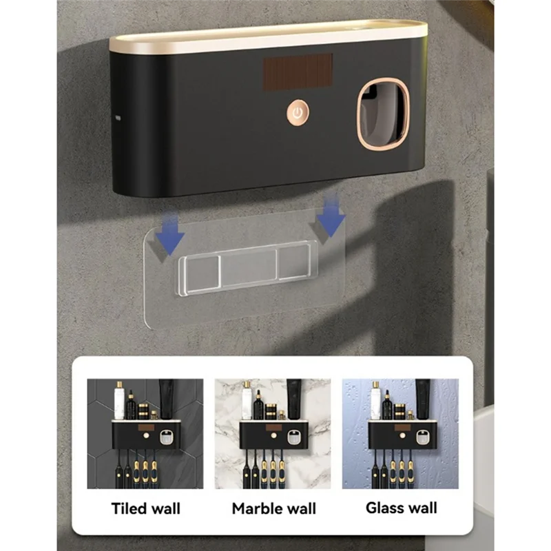 【BRAND NEW】USB Rechargeable Toothbrush Disinfect Holder Automatic Toothpaste Dispensing Wall Mounted Storage Rack
