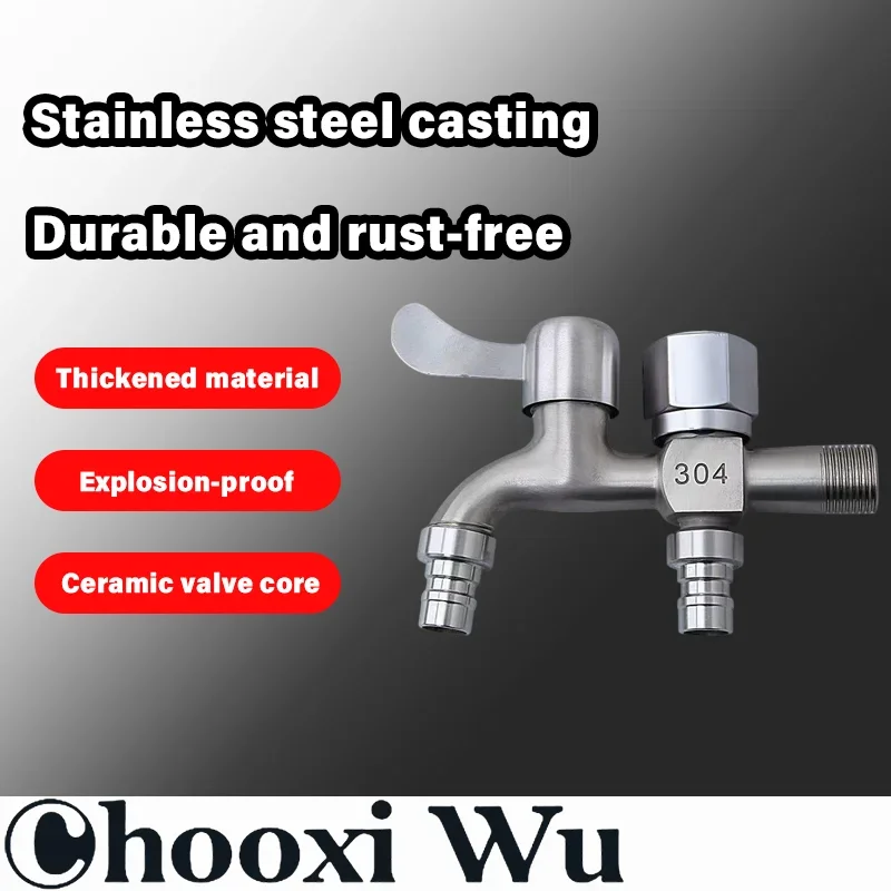 

CHOOXIWU - 1Pc Dual-Water Tap Expansion Faucet One-In-Two-Out Mop Pool Faucet for Washing Machine Outdoor Garden Bibcock