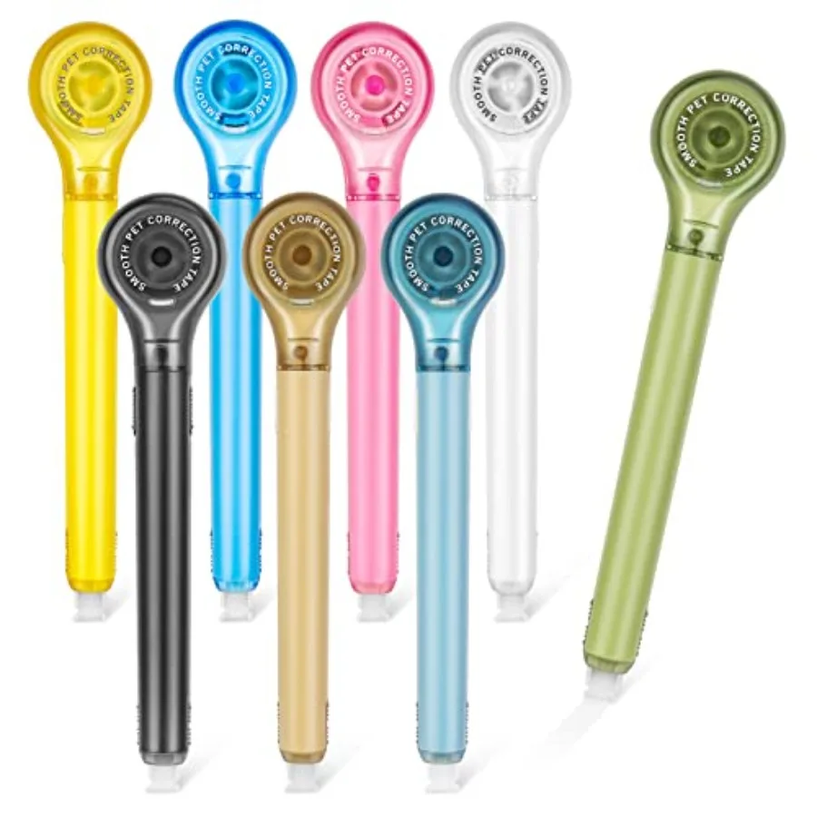 8 Pack Correction Tape Pens, 8 Color Comfortable Pen Shape Correction Pen Tape Pens Easy to Use Applicator for Instant Correcti