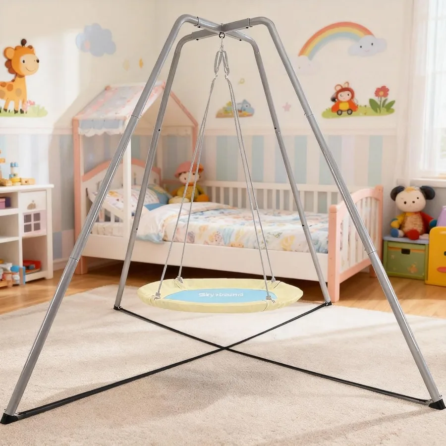 

Сверхмощная рама для качелей для взрослых, серая опора 330 фунтов, подходит для большинства качелей на деревьях с блюдцами, сенсорные качели для использования в помещении и на открытом воздухе Se