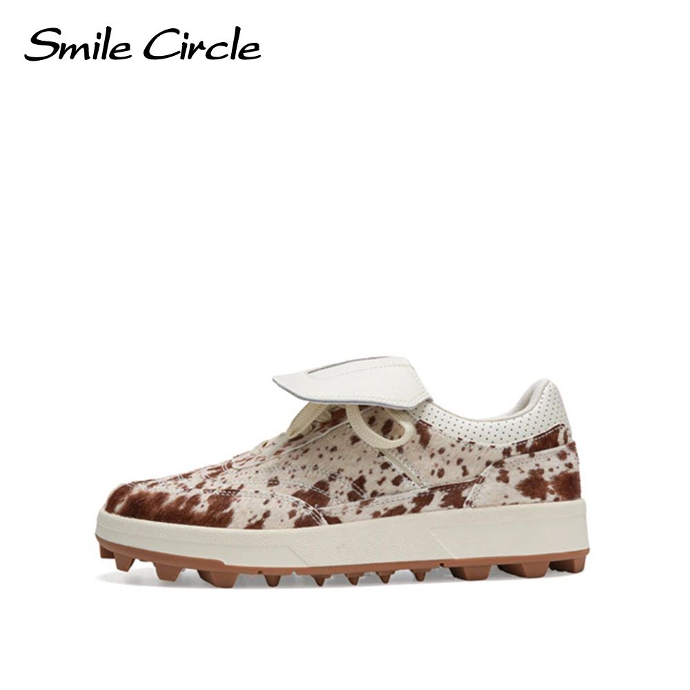 Smile Circle Casual Shoes Basic And Versatile Flat Trainers Fashion Lace up Women's Sneakers