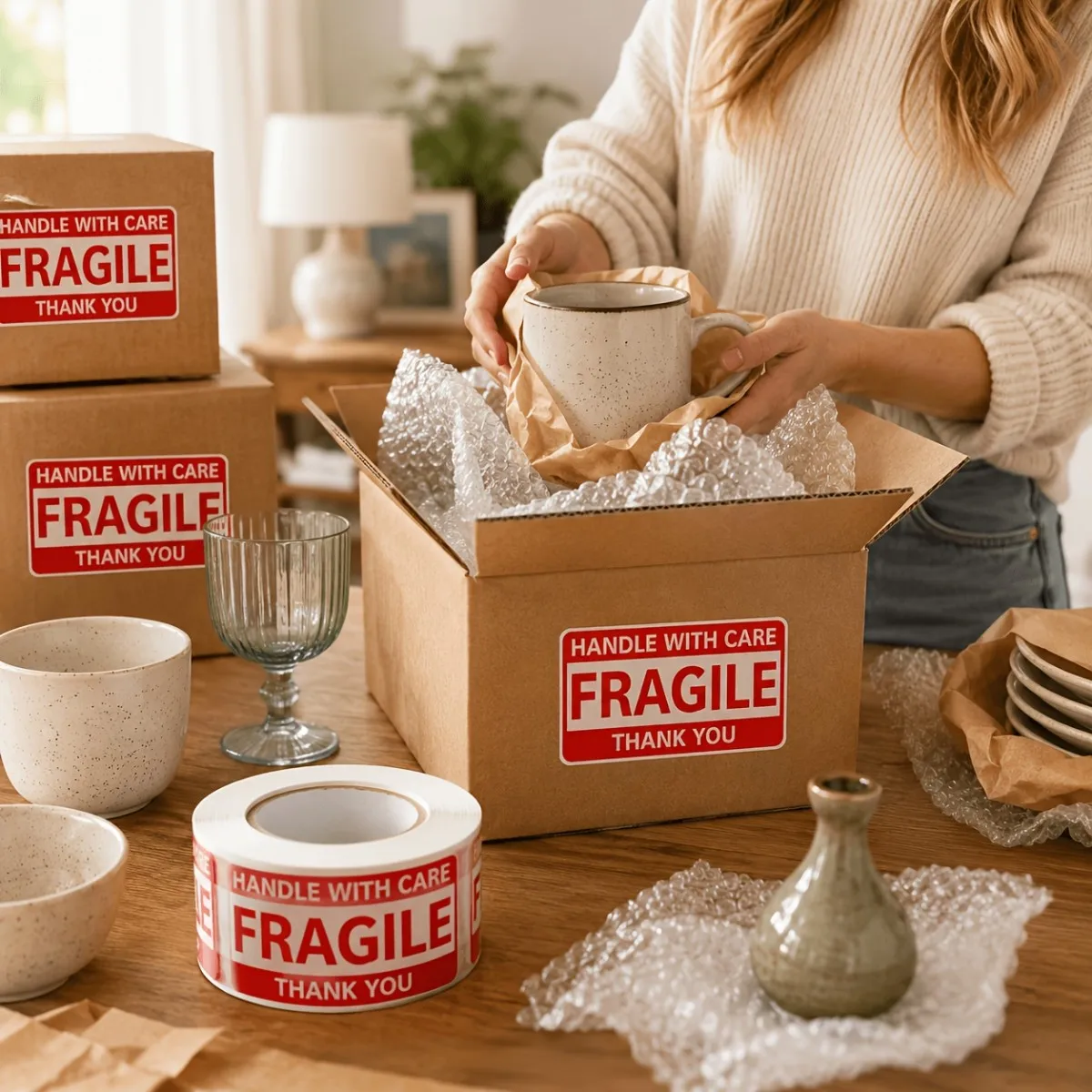 Fragile stickers, Warning Packaging Labels, Suitable for Mailing, Moving, Warehousing, and Small Business Packaging view 5