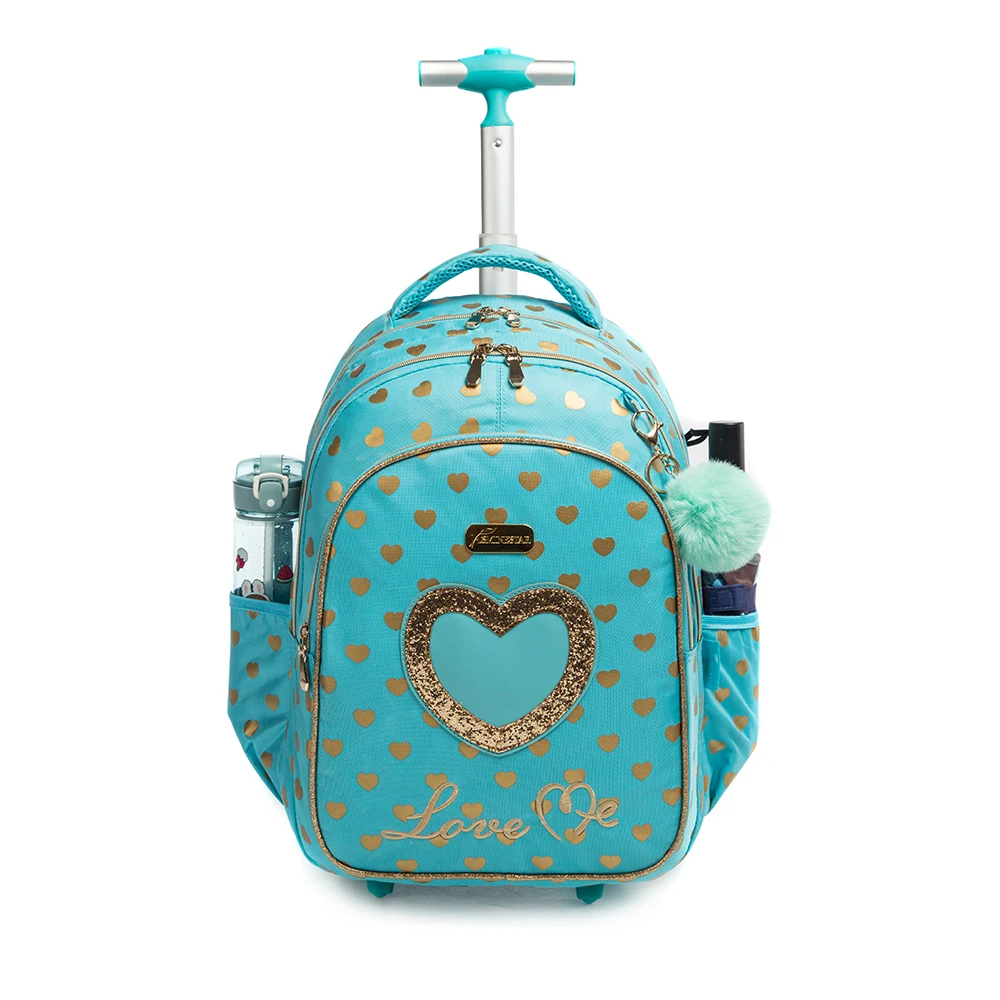 Children School Rolling Backpack Bag School Wheeled Backpack for Girls SchooTrolley Bag Wheels Kids Travel Luggage Trolley Bags