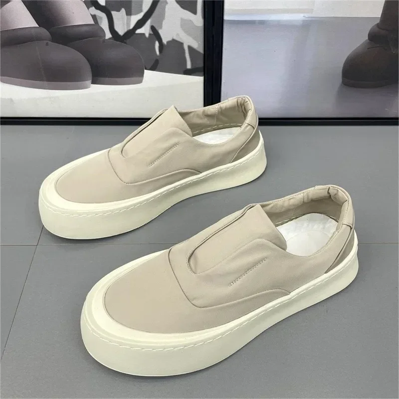 Sapato de lona respirável casual masculino, sapatilhas de plataforma leve, tênis, seda do gelo, moda