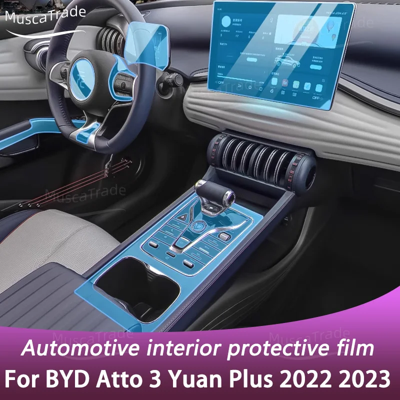 For BYD Atto 3 Yuan Plus 2022 2023 Car Interior Center console Transparent TPU Protective film Anti-scratc film Accessories