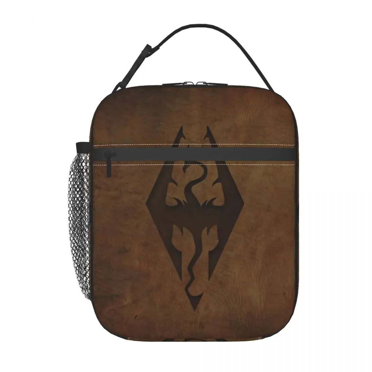 Skyrim Worn Leather Emboss Insulated Lunch Bag for Women Resuable Video Games Cooler Thermal Lunch Tote Kids School Children