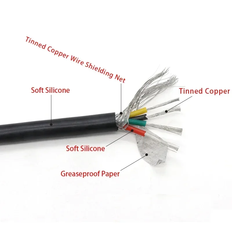 1 Meter hoch temperatur-und hitze beständiges mehradriges silikon ge schirmtes Kabel mit einem Durchmesser von 0,3 bis 2,5mm, 2 bis 6 Kupfer leitern