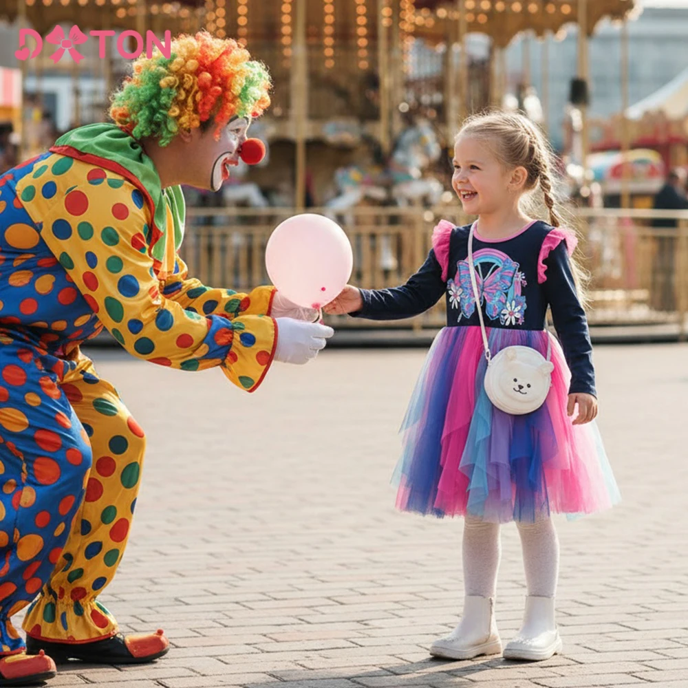 

DXTON Baby Girls Princess Outfit Floral Toddler Daily Dresses Irregular Mesh Children School Prom Costume Girls Casual Clothing