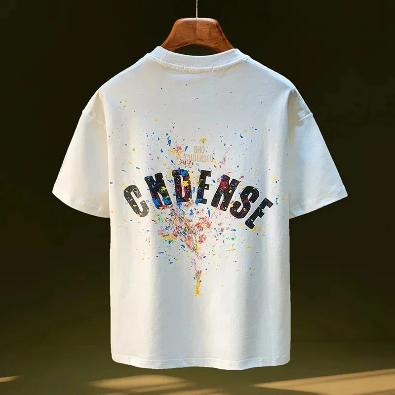 

Высококачественная летняя футболка с короткими рукавами и модным мужским принтом, свободный повседневный тонкий крой, удобная полуодежда.