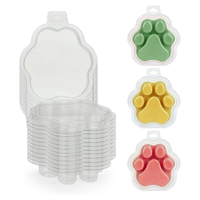 25 Pack Wax Melting Molds, Cat's Pawtransparent Empty Plastic Wax Melting Container For Coreless Tart Candles