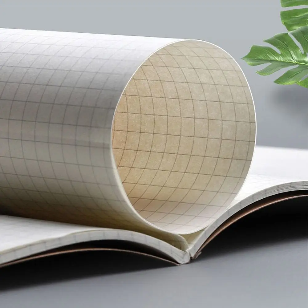 A4/B5 Kraft Cover Notebook Vintage Diary Book Grid/Lined Notepad Students Writing Book Portable Blank Sketchbook For School