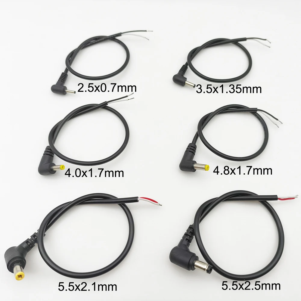 

1Pcs DC Power Connector 2.5x0.7/3.5x1.35/4.0x1.7/4.8x1.7/5.5x2.1/5.5x2.5mm Male Plug Cable Right Angled 90 Degree Power Cable