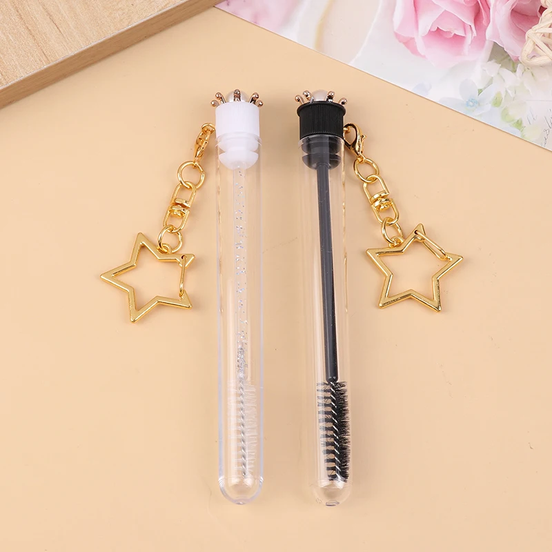 Reusable Eyelash Brush Tube Keychain Plastic Lash Spoolie Container Glitter Cils Dust-proof Mascara Wands Keyring