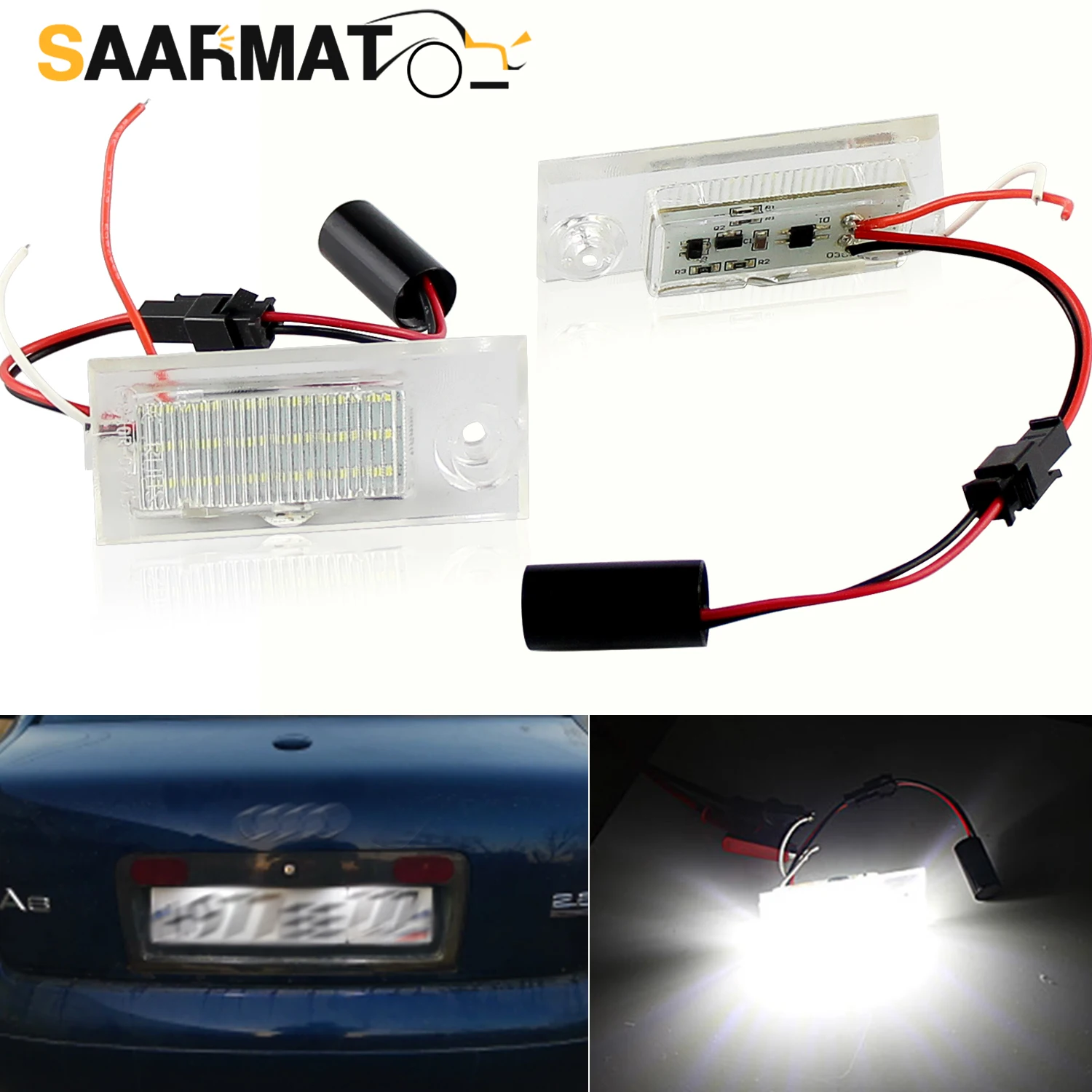 

2 шт. для Audi A6 C5 4B Sedan 1997-2004 светодиодный автомобильный CanBus без ошибок освещения номерного знака белая лампа Canbus 6000K OEM # 4B5943021